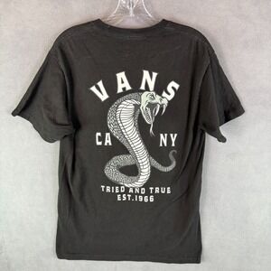 VANS Mens Classic Fit Graphic T-Shirt Medium Black Cotton Snake Made in Mexico